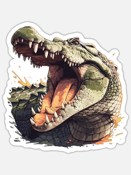 Krokodile Krokodil - Sticker Größe S (10 x 10 cm) - Mattweiß