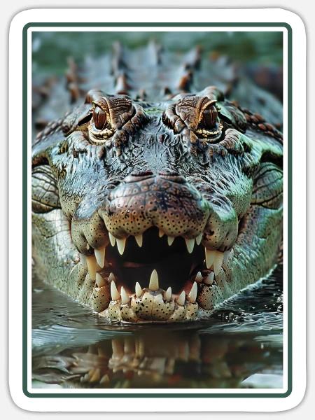 Krokodile Krokodil - Sticker Größe S (10 x 10 cm) - Mattweiß