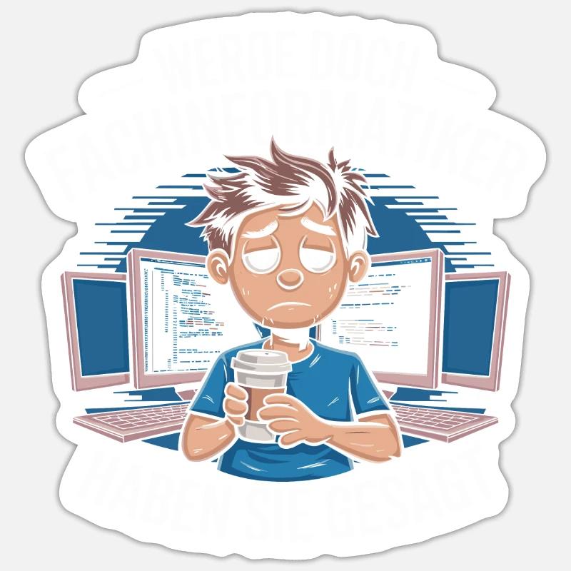 Werde Doch Fachinformatiker Lustiges IT Nerd - Sticker Größe S (10 x 10 cm) - Mattweiß