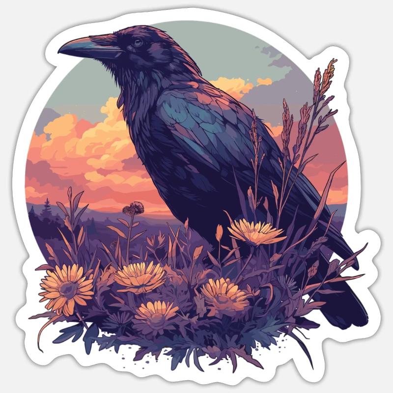 Krähen Krähe - Sticker Größe S (10 x 10 cm) - Mattweiß