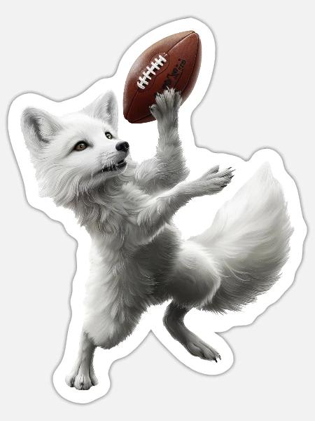 Polarfuchs Fußball - Sticker Größe S (10 x 10 cm) - Mattweiß