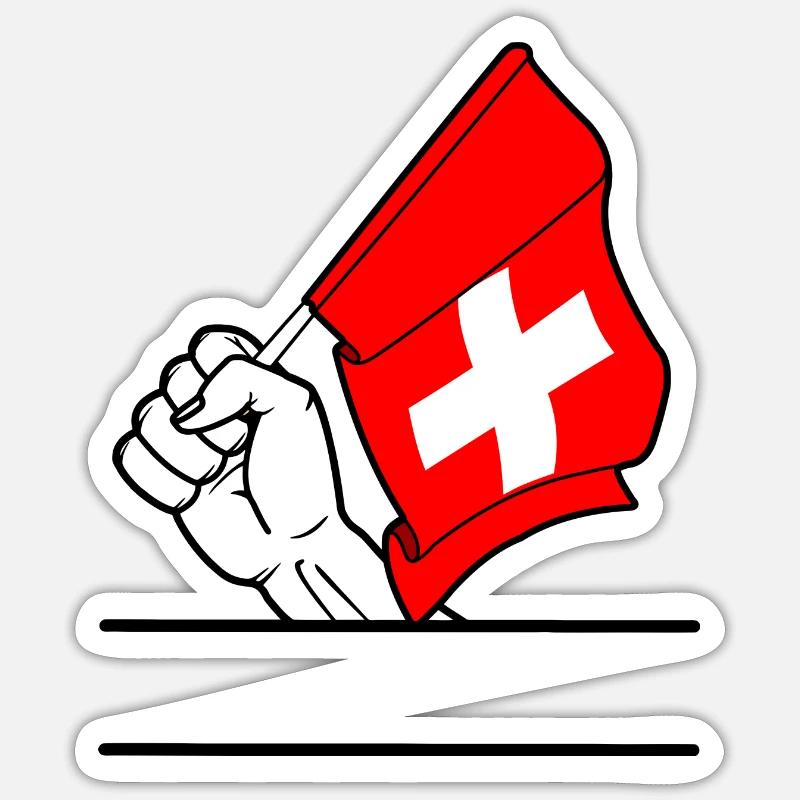 Flagge Schweiz transparenter Fausttextraum - Sticker Größe S (10 x 10 cm) - Mattweiß