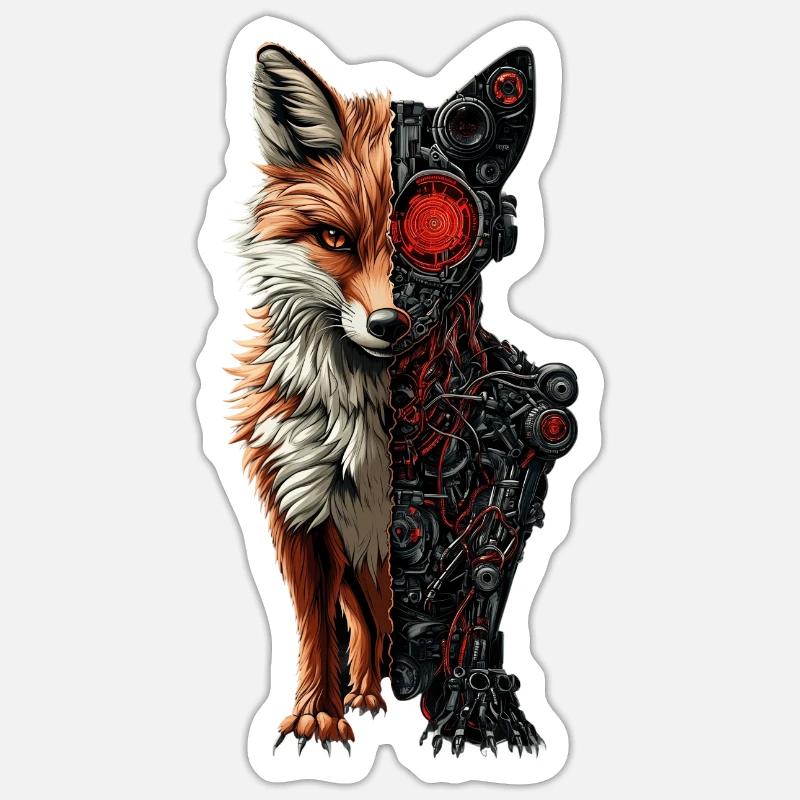 Funny Robot Fox Cyborg Animal Fox Cute Fox Sticker size S (10 x 10 cm)