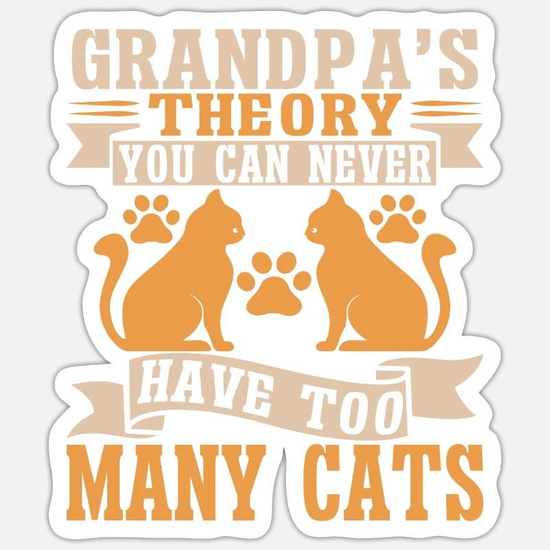 Chats Cadeaux Papy - Sticker taille S (10 x 10 cm) - blanc mat