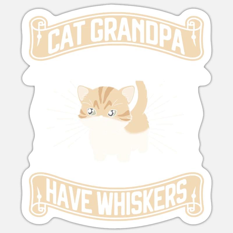 Chats Cadeaux Papy - Sticker taille S (10 x 10 cm) - blanc mat