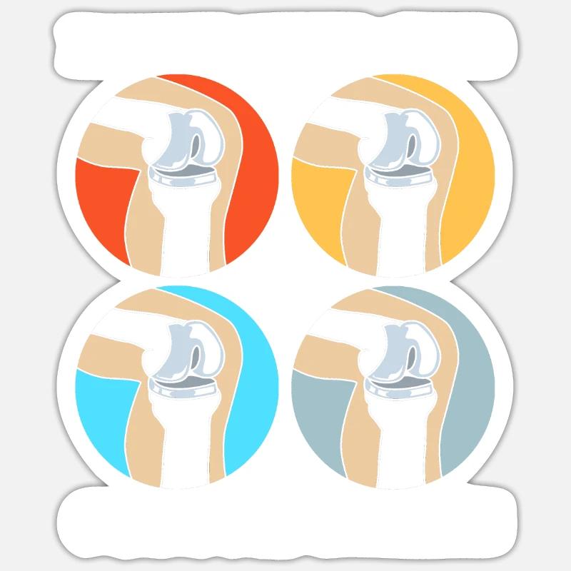 Knie Operation - Sticker Größe S (10 x 10 cm) - Mattweiß