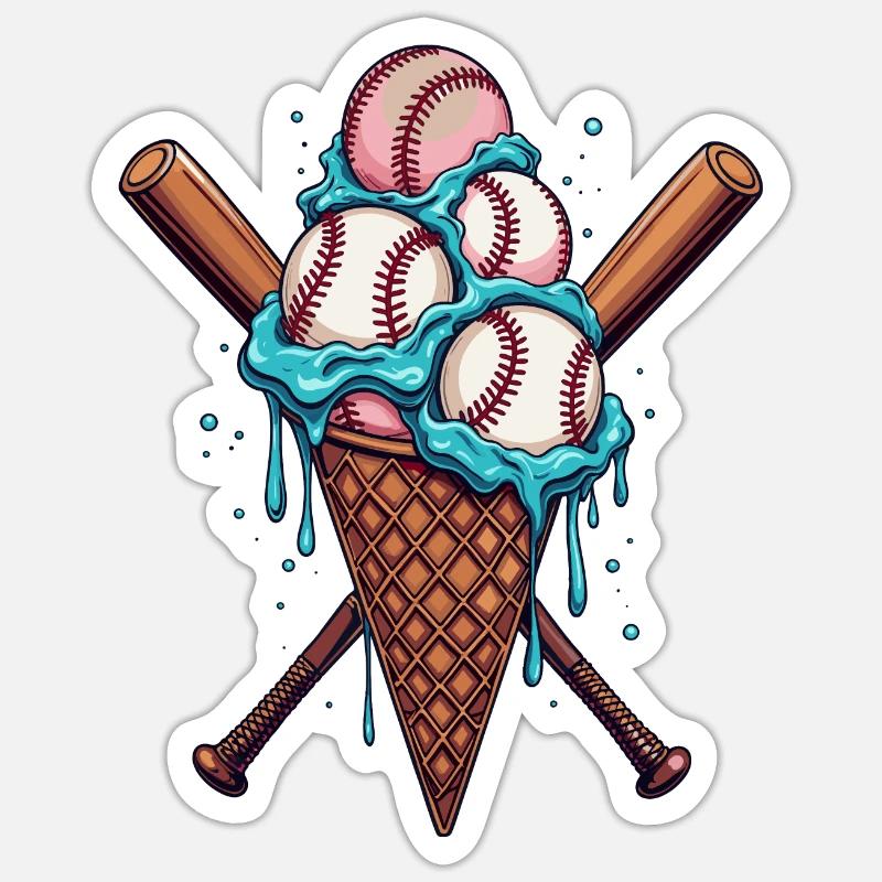 BASE-BALL - Sticker taille S (10 x 10 cm) - blanc mat