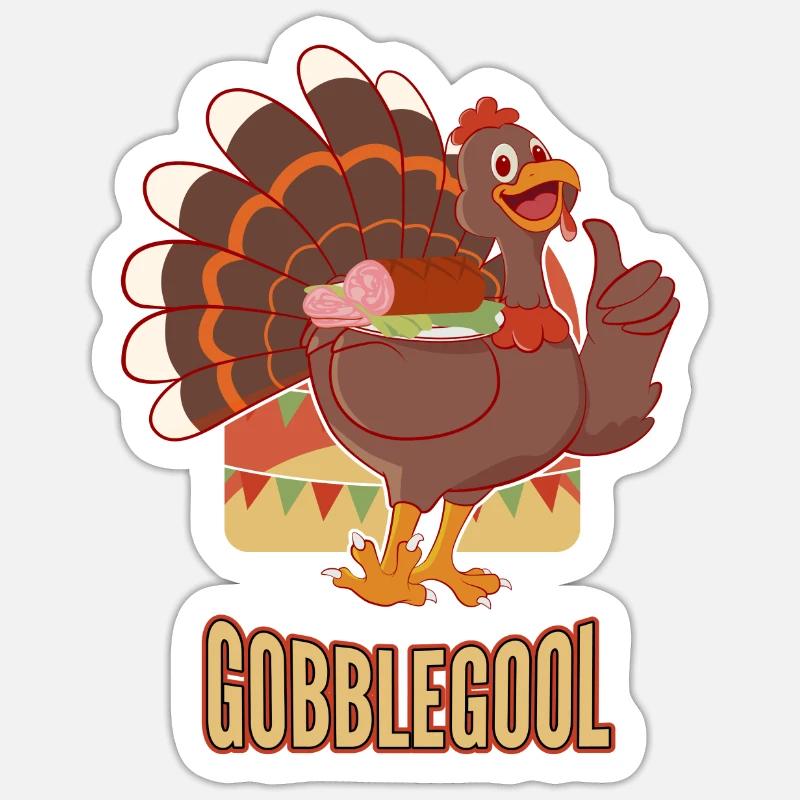 Gobblegool Dinde de Thanksgiving Sticker taille S (10 x 10 cm)