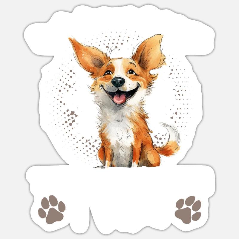 Roche Papier Ciseaux Drôle Corgi Sarcasme - Sticker taille S (10 x 10 cm) - blanc mat