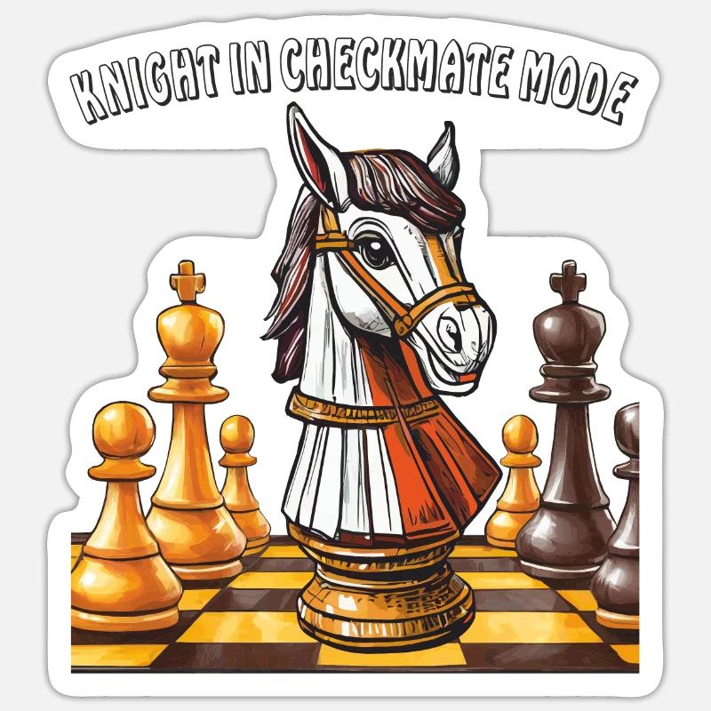 CHEVALIER D’ÉCHECS EN MODE ÉCHEC ET MAT - Sticker taille S (10 x 10 cm) - blanc mat