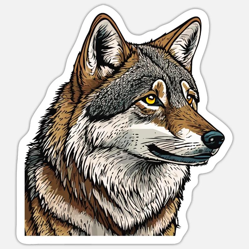 WOLF - Sticker Größe S (10 x 10 cm) - Mattweiß