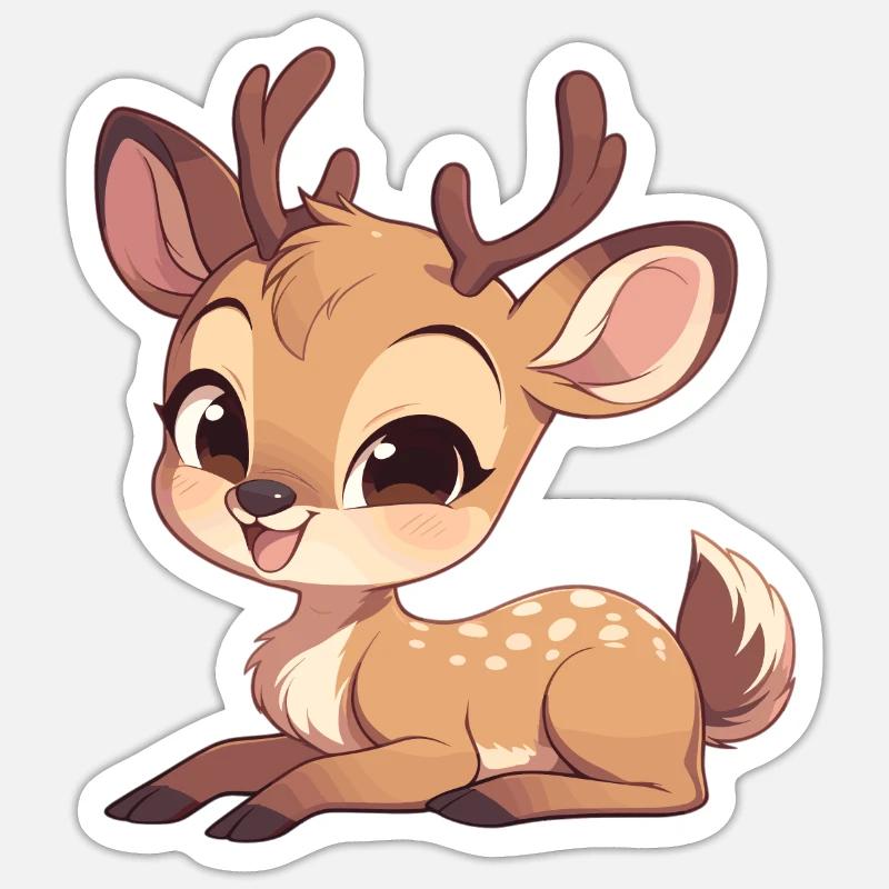 Cerf Cerf - Sticker taille S (10 x 10 cm) - blanc mat