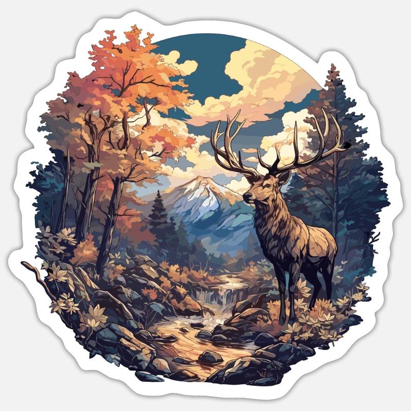 Hirsche Hirsch - Sticker Größe S (10 x 10 cm) - Mattweiß
