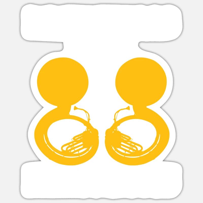 Sousaphone - Sticker taille S (10 x 10 cm) - blanc mat
