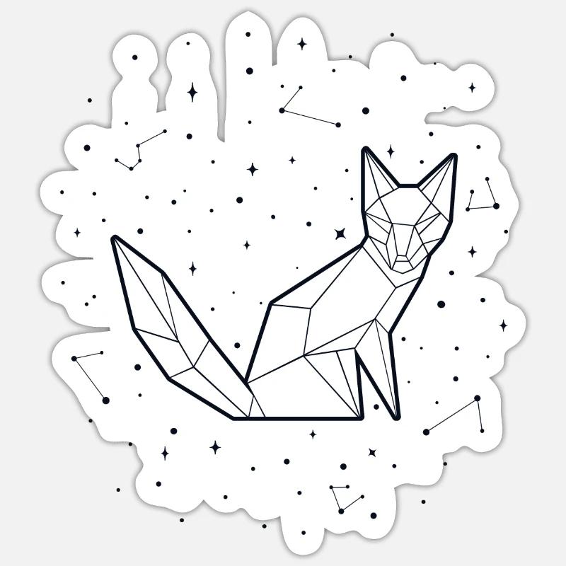 Sternbild Fuchs Sternbild Rotfuchs Canidae - Sticker Größe S (10 x 10 cm) - Mattweiß
