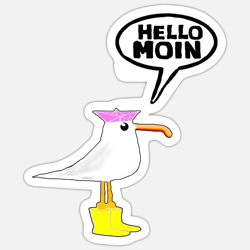 Hello Seagull Bottes en caoutchouc Bottes Hello Moin Sticker taille S (10 x 10 cm)