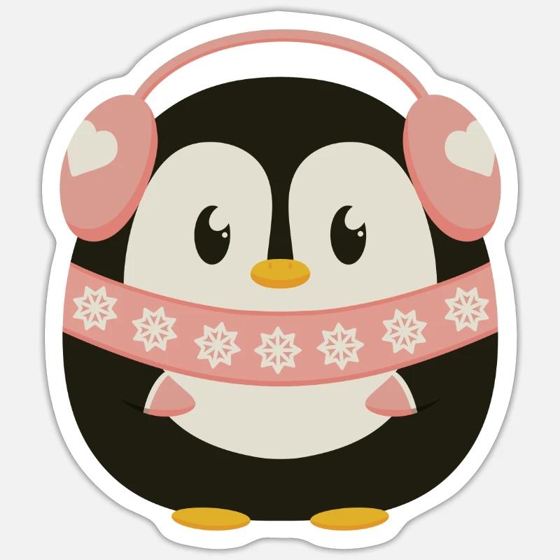 Cute Penguin in Pink - Sticker size S (10 x 10 cm) - white matte