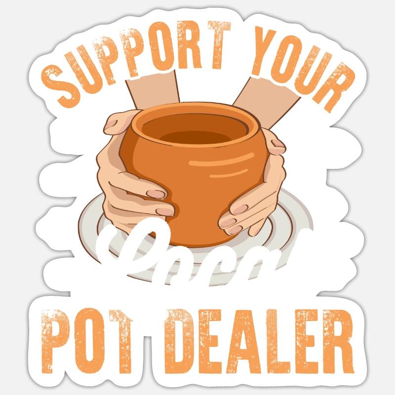 Croupier de pot - Sticker taille S (10 x 10 cm) - blanc mat