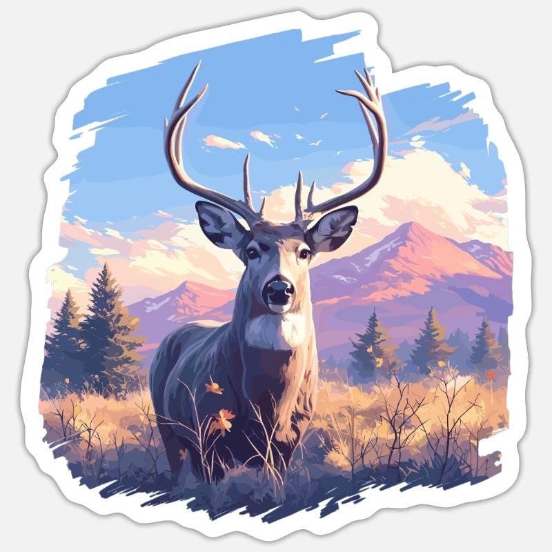 Cerf Cerf - Sticker taille S (10 x 10 cm) - blanc mat