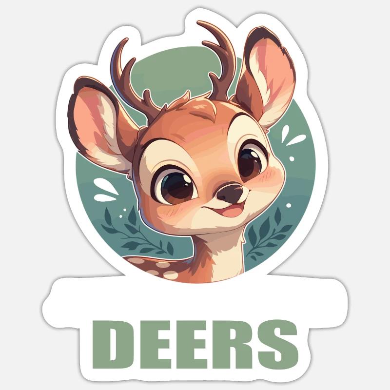 Cerf Cerf - Sticker taille S (10 x 10 cm) - blanc mat