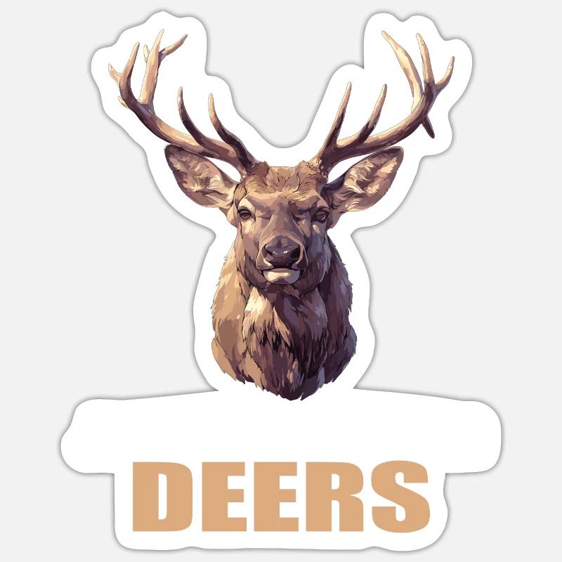 Cerf Cerf - Sticker taille S (10 x 10 cm) - blanc mat