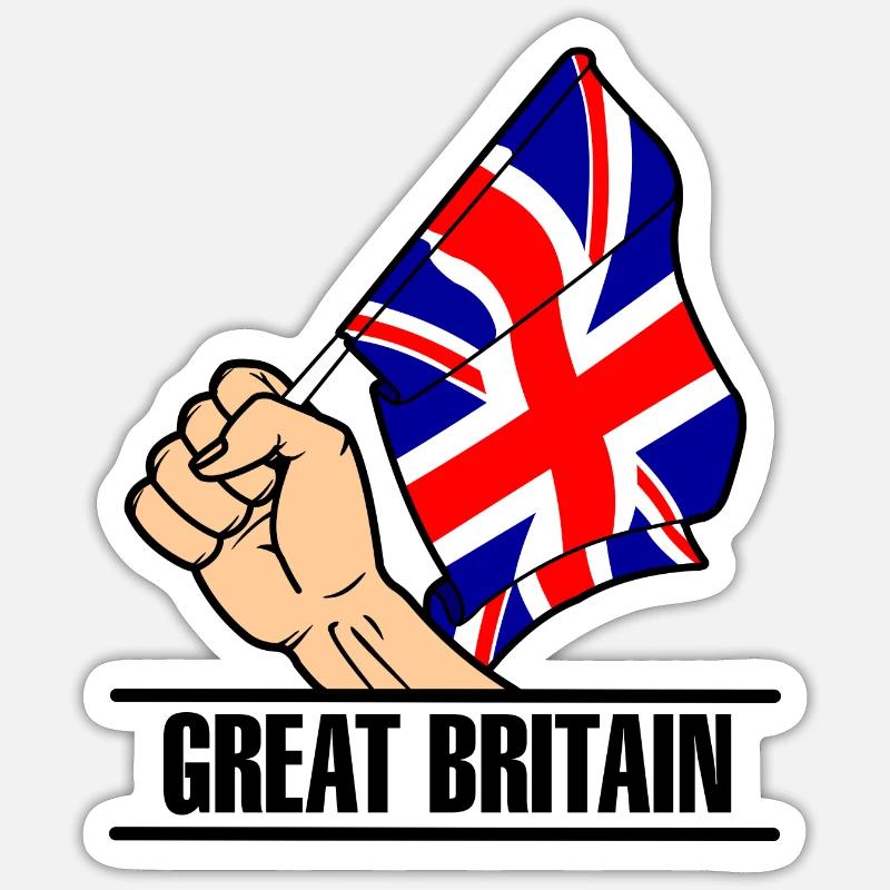 Flagge England erster Text GREAT BRITAIN - Sticker Größe S (10 x 10 cm) - Mattweiß
