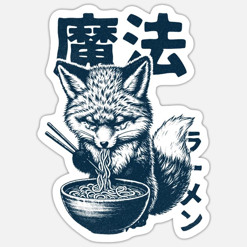 Ramen Kitsune Fox - Sticker size S (10 x 10 cm) - white matte