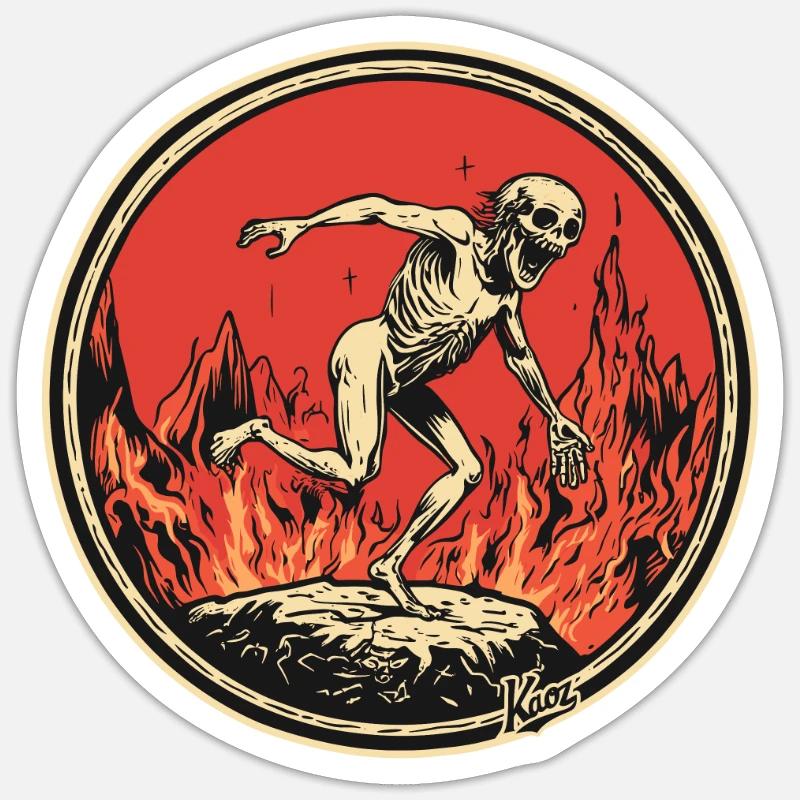 Pécheurs au Purgatoire - Sticker taille S (10 x 10 cm) - blanc mat