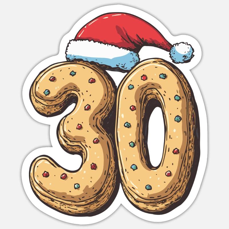 30 Numéro Noël - Sticker taille S (10 x 10 cm) - blanc mat
