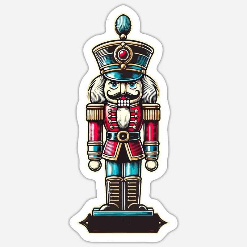 Christmas Nutcracker Retro Style - Sticker size S (10 x 10 cm) - white matte