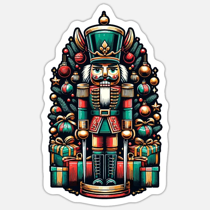 Christmas Nutcracker with Gifts - Sticker size S (10 x 10 cm) - white matte