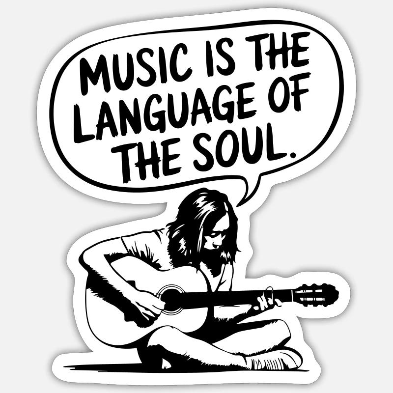 La musique parle - Sticker taille S (10 x 10 cm) - blanc mat