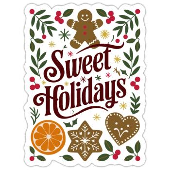 Sweet Holidays Lebkuchen-Blumendesign - Sticker Größe S (10 x 10 cm) - Mattweiß - Vorne