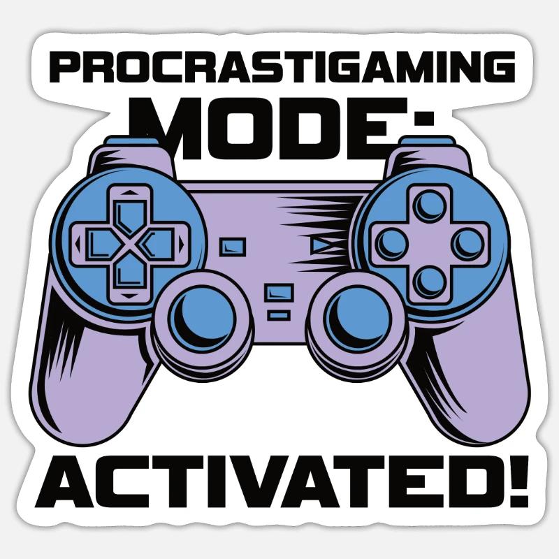 Gamer Procrastimode de jeu activé Sticker taille S (10 x 10 cm)