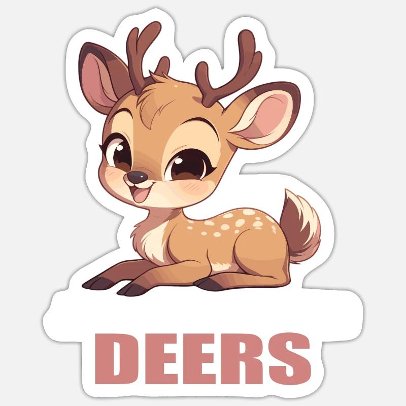 Cerf Cerf - Sticker taille S (10 x 10 cm) - blanc mat