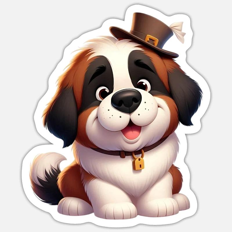 saint bernard 8 - Sticker taille S (10 x 10 cm) - blanc mat