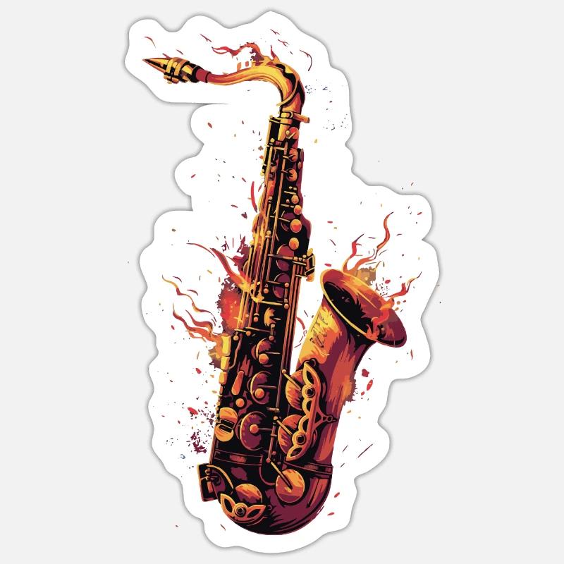 Saxophone - Sticker taille S (10 x 10 cm) - blanc mat