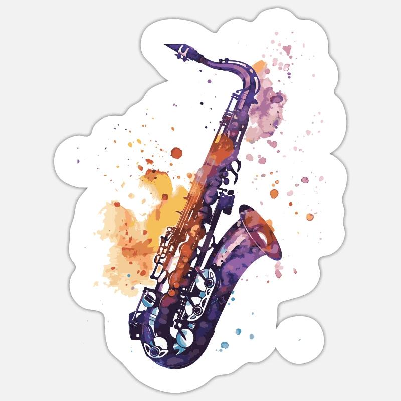 Saxophone - Sticker taille S (10 x 10 cm) - blanc mat