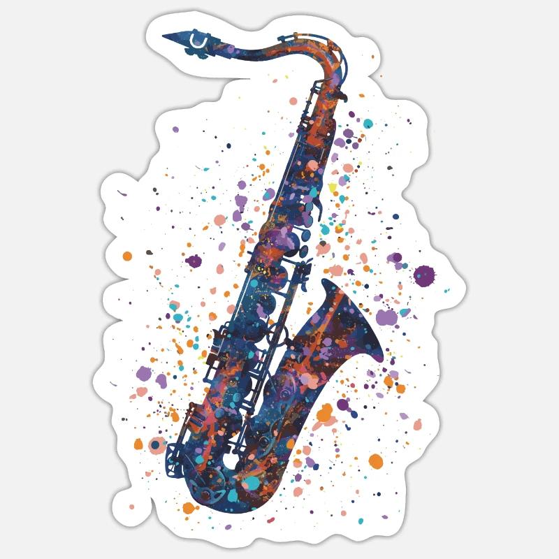 Saxophone - Sticker taille S (10 x 10 cm) - blanc mat