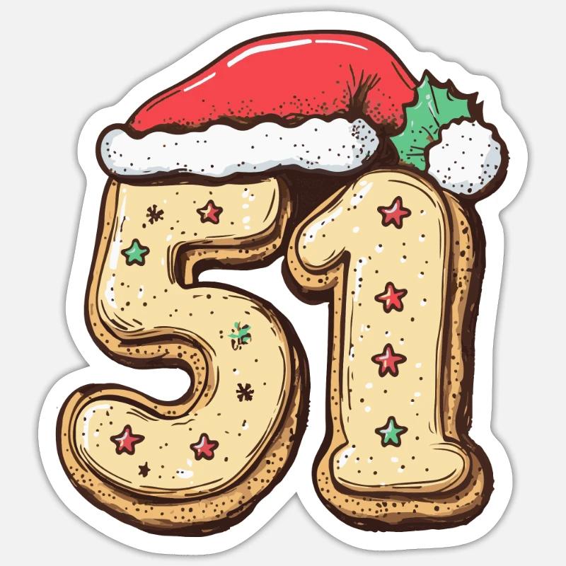 51 Number Christmas - Sticker size S (10 x 10 cm) - white matte