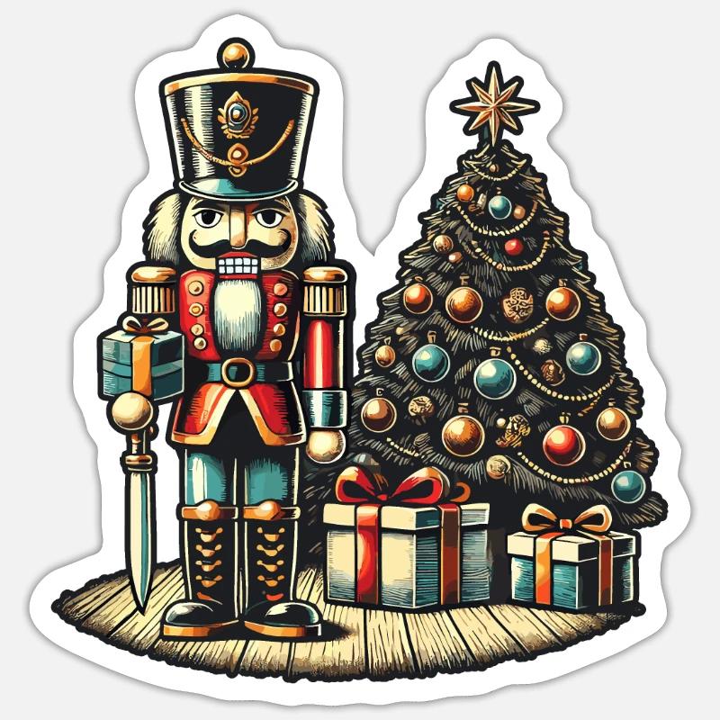 Nutcracker and Christmas Tree Art Sticker size S (10 x 10 cm)