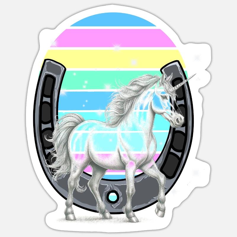 Einhorn Einhörner Regenbogen Pferd Pferde - Sticker Größe S (10 x 10 cm) - Mattweiß