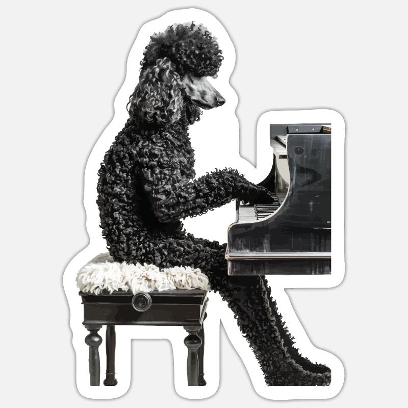 Pudel - Sticker Größe S (10 x 10 cm) - Mattweiß