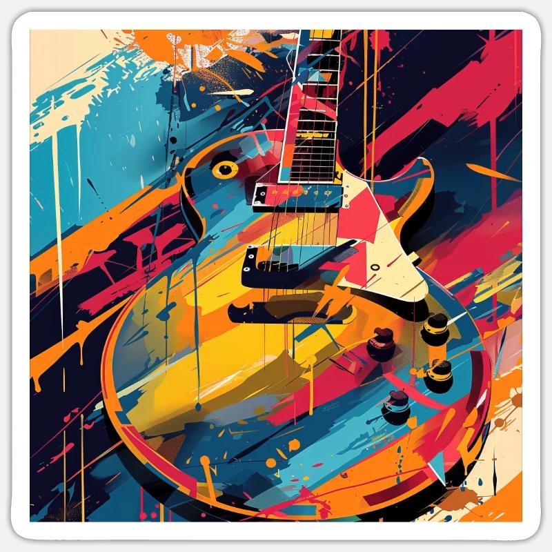 Guitar - Sticker size S (10 x 10 cm) - white matte