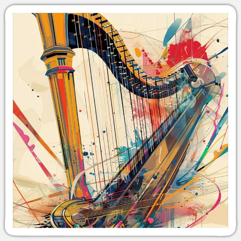 Harpe - Sticker taille S (10 x 10 cm) - blanc mat