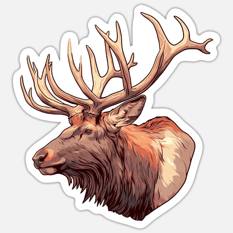 Elche Elch - Sticker Größe S (10 x 10 cm) - Mattweiß