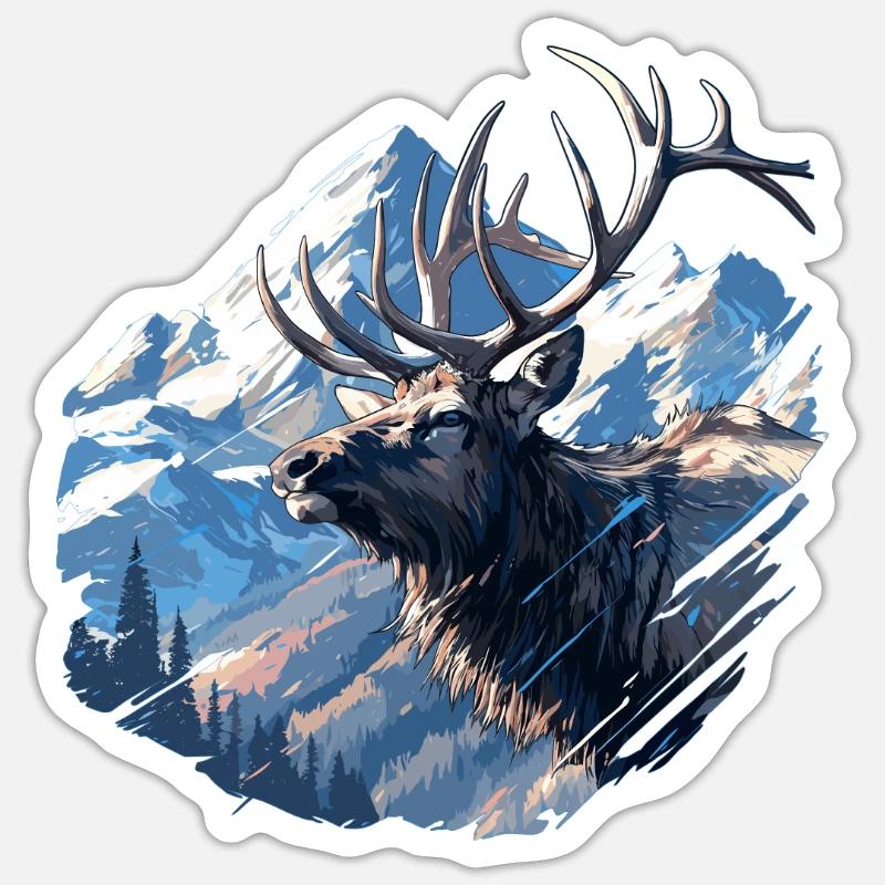 Elche Elch - Sticker Größe S (10 x 10 cm) - Mattweiß