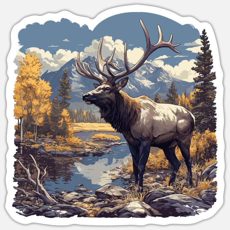 Elche Elch - Sticker Größe S (10 x 10 cm) - Mattweiß