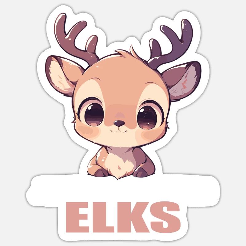 Elche Elch - Sticker Größe S (10 x 10 cm) - Mattweiß