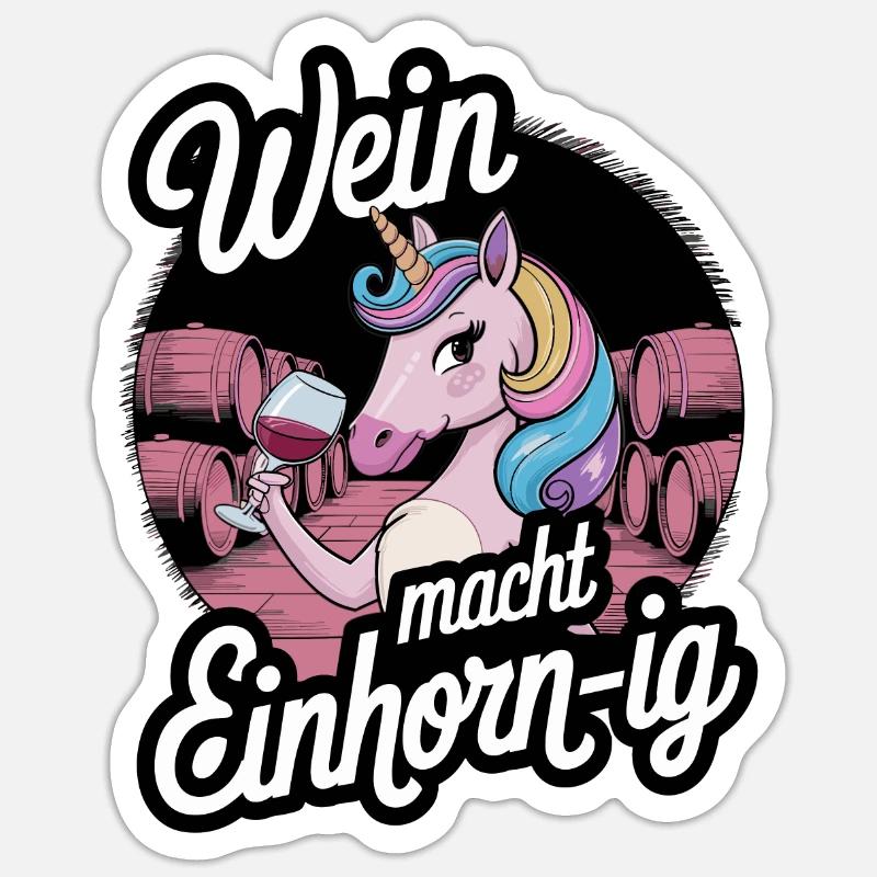 Wein macht Einhorn-ig - Sticker Größe S (10 x 10 cm) - Mattweiß